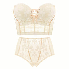 Matching Lace Strapless Longline Bra and Panties Set