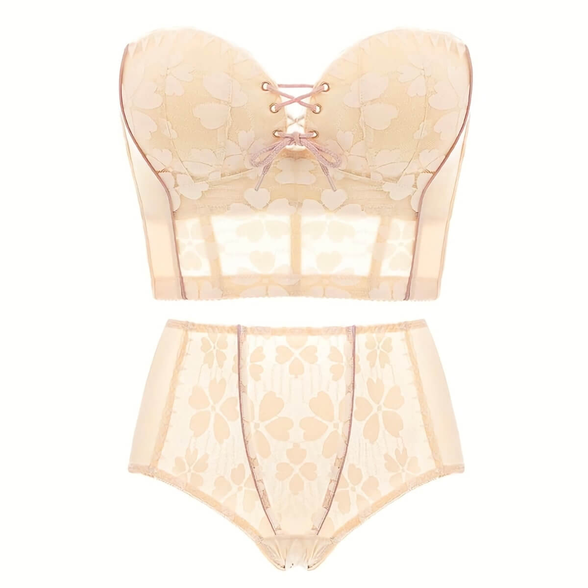 Matching Lace Strapless Longline Bra and Panties Set