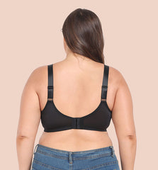 Ultra-Thin Plus-Size Bra with Lace Panel, Wide Shoulder Straps, Full Cup Wireless (C-G Cup)