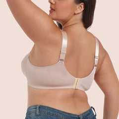 Ultra-Thin Plus-Size Bra with Lace Panel, Wide Shoulder Straps, Full Cup Wireless (C-G Cup)