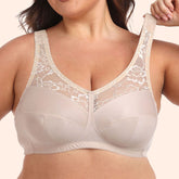 Ultra-Thin Plus-Size Bra with Lace Panel, Wide Shoulder Straps, Full Cup Wireless (C-G Cup)