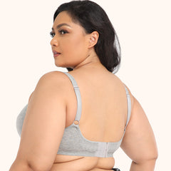Ultra-Thin Cotton Full Cup Bra for Larger Sizes – Wide Shoulder Strap Underwire Support | Minimizer | Cup Size C to F