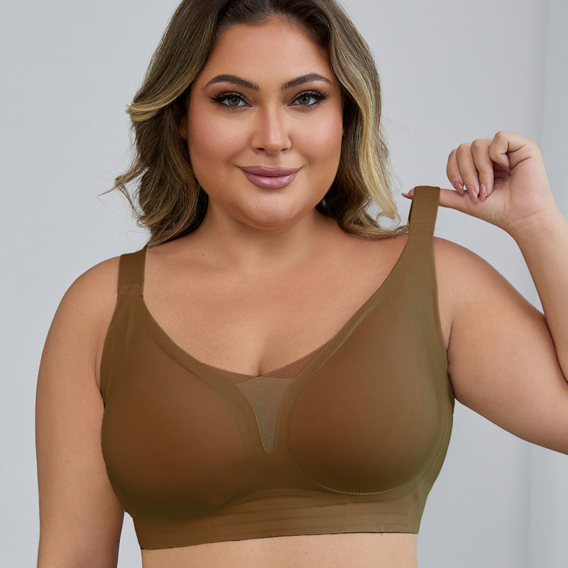 Plus-Size Seamless Underwear – Non-Wired Push-Up Minimizer, Three-Quarter Cup for Women's Comfort