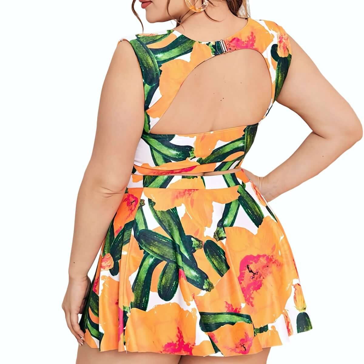 Plus Size High Waist Underwire Bikini Swimwear Ruffle Beach Skirt Set - 3 Pack