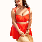 Plus Size High Waist Underwire Bikini Swimwear Ruffle Beach Skirt Set - 3 Pack