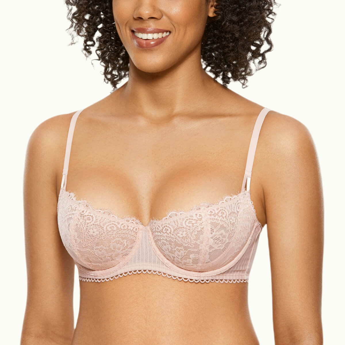 Plus Size Push Up Lace Sheer Balconette Bra