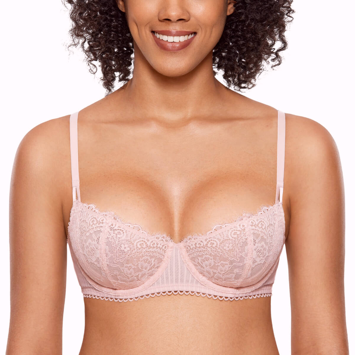 Full Figure Bras for Women Plus Size C/D/E Cup Ultra-Thin Shaping Minimizer  Bras Sexy Lace Wireless Bra Vest (Color : Skin, Size : 38/85C)