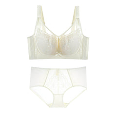 Plus Size Romantic Lace Bra - Full-Coverage Support & Sheer Mesh