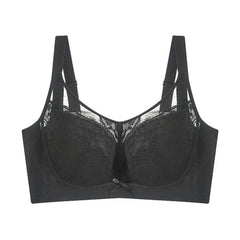 Plus Size Romantic Lace Bra - Full-Coverage Support & Sheer Mesh