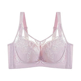 Plus Size Romantic Lace Bra - Full-Coverage Support & Sheer Mesh