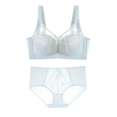 Plus Size Romantic Lace Bra - Full-Coverage Support & Sheer Mesh