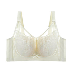 Plus Size Romantic Lace Bra - Full-Coverage Support & Sheer Mesh