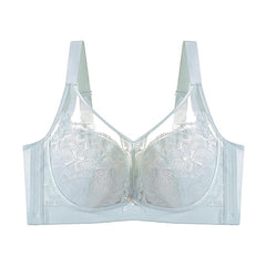 Plus Size Romantic Lace Bra - Full-Coverage Support & Sheer Mesh