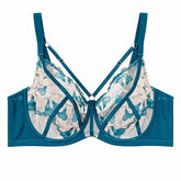 Plus Size Sheer Floral Full-Cup Bra - Soft Underwire & Lift Support