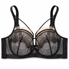 Plus Size Strappy Lace Bra - 3/4 Cup Soft Underwire Support