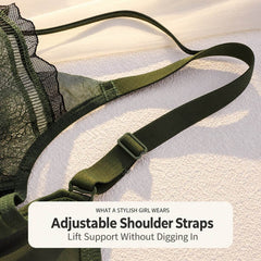 Plus Size Strappy Lace Bra - 3/4 Cup Soft Underwire Support