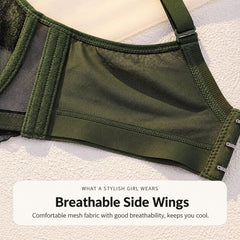 Plus Size Strappy Lace Bra - 3/4 Cup Soft Underwire Support