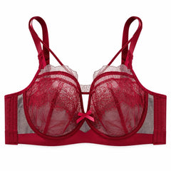 Plus Size Strappy Lace Bra - 3/4 Cup Soft Underwire Support