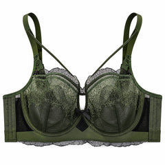 Plus Size Strappy Lace Bra - 3/4 Cup Soft Underwire Support