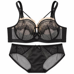 Plus Size Strappy Lace Bra - 3/4 Cup Soft Underwire Support