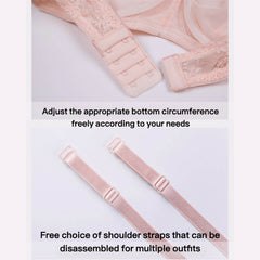 Plus Size Ultra Thin Lace Underwire Minimizing Strapless Brassiere