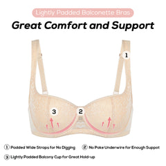 Plus Size Underwire Lace Balconette Bra