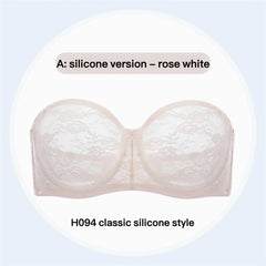 Plus Size Ultra Thin Lace Underwire Minimizing Strapless Brassiere