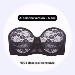 Plus Size Ultra Thin Lace Underwire Minimizing Strapless Brassiere