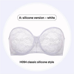 Plus Size Ultra Thin Lace Underwire Minimizing Strapless Brassiere