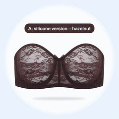Plus Size Ultra Thin Lace Underwire Minimizing Strapless Brassiere