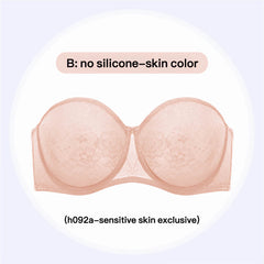Plus Size Ultra Thin Lace Underwire Minimizing Strapless Brassiere