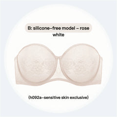 Plus Size Ultra Thin Lace Underwire Minimizing Strapless Brassiere