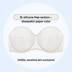 Plus Size Ultra Thin Lace Underwire Minimizing Strapless Brassiere