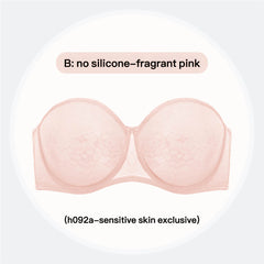 Plus Size Ultra Thin Lace Underwire Minimizing Strapless Brassiere