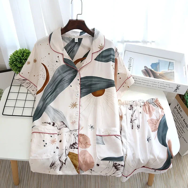 100% Viscose Short-sleeved Plus Size Sleepwear Nightwear