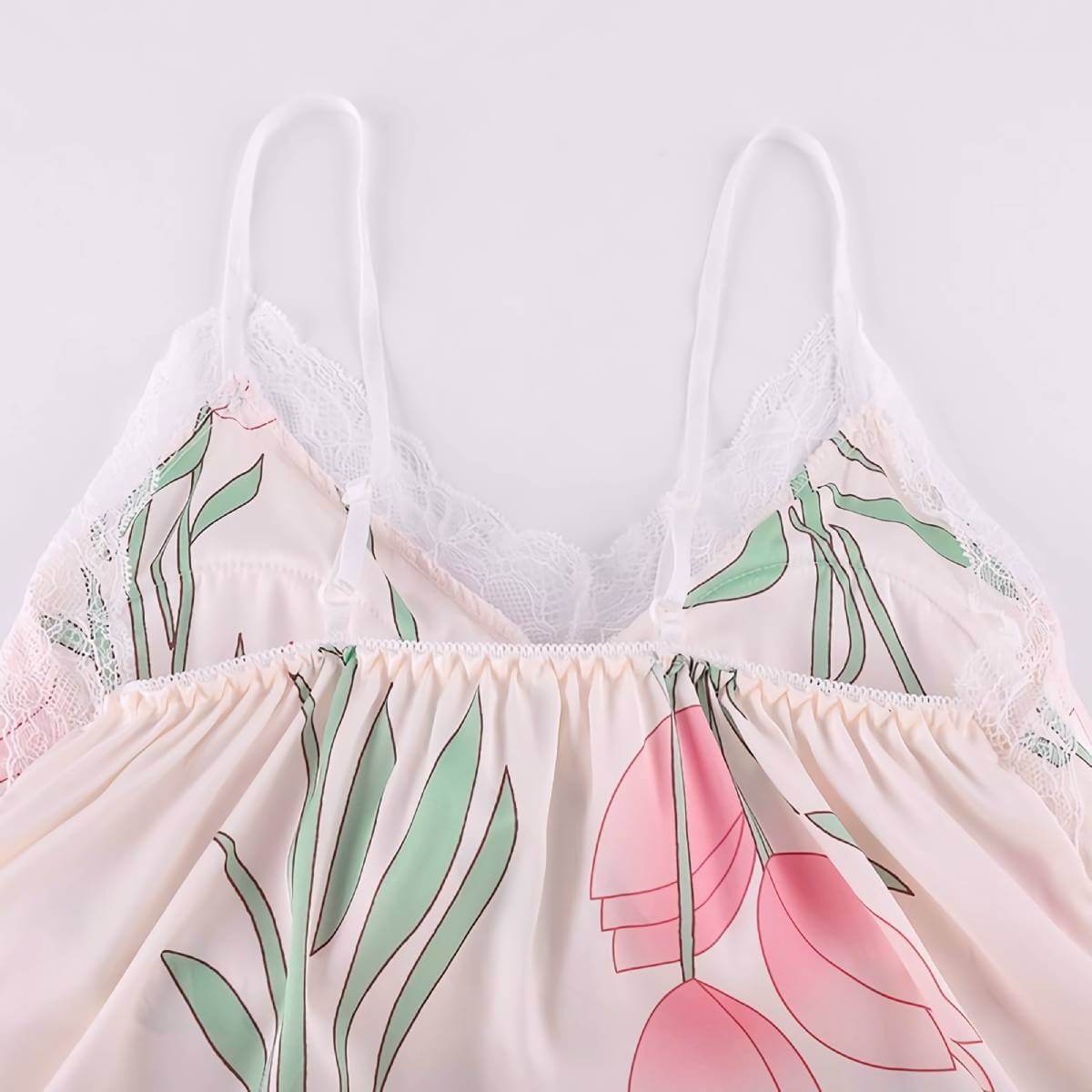 Satin Floral Cami Nightgown Set