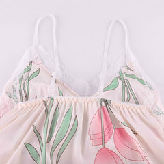 Satin Floral Cami Nightgown Set