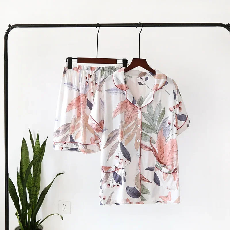 100% Viscose Short-sleeved Plus Size Sleepwear Nightwear