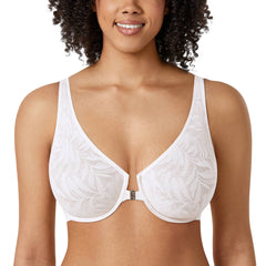 Sexy Front Closure Plus Size Unlined Floral Lace Bras