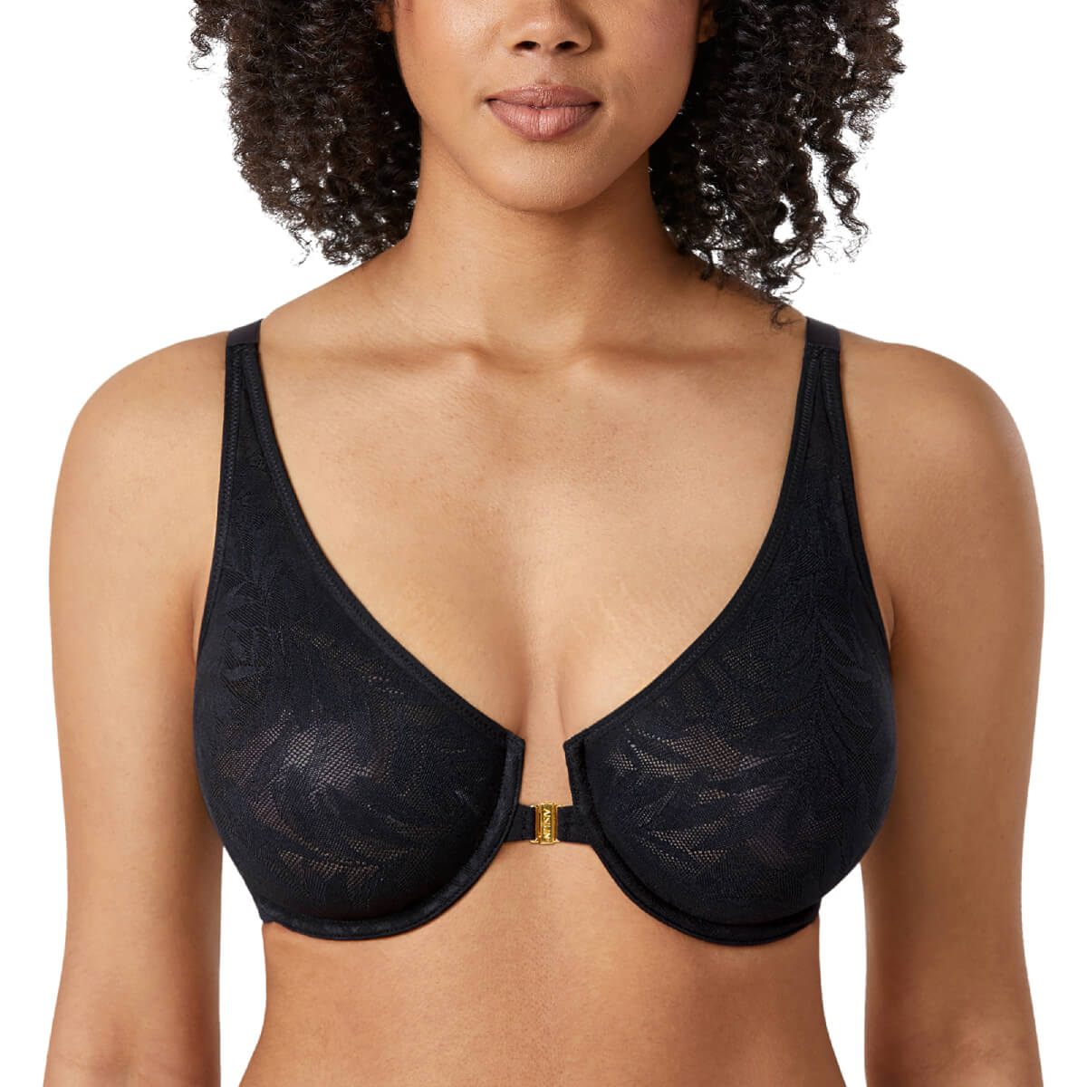 Sexy Front Closure Plus Size Unlined Floral Lace Bras