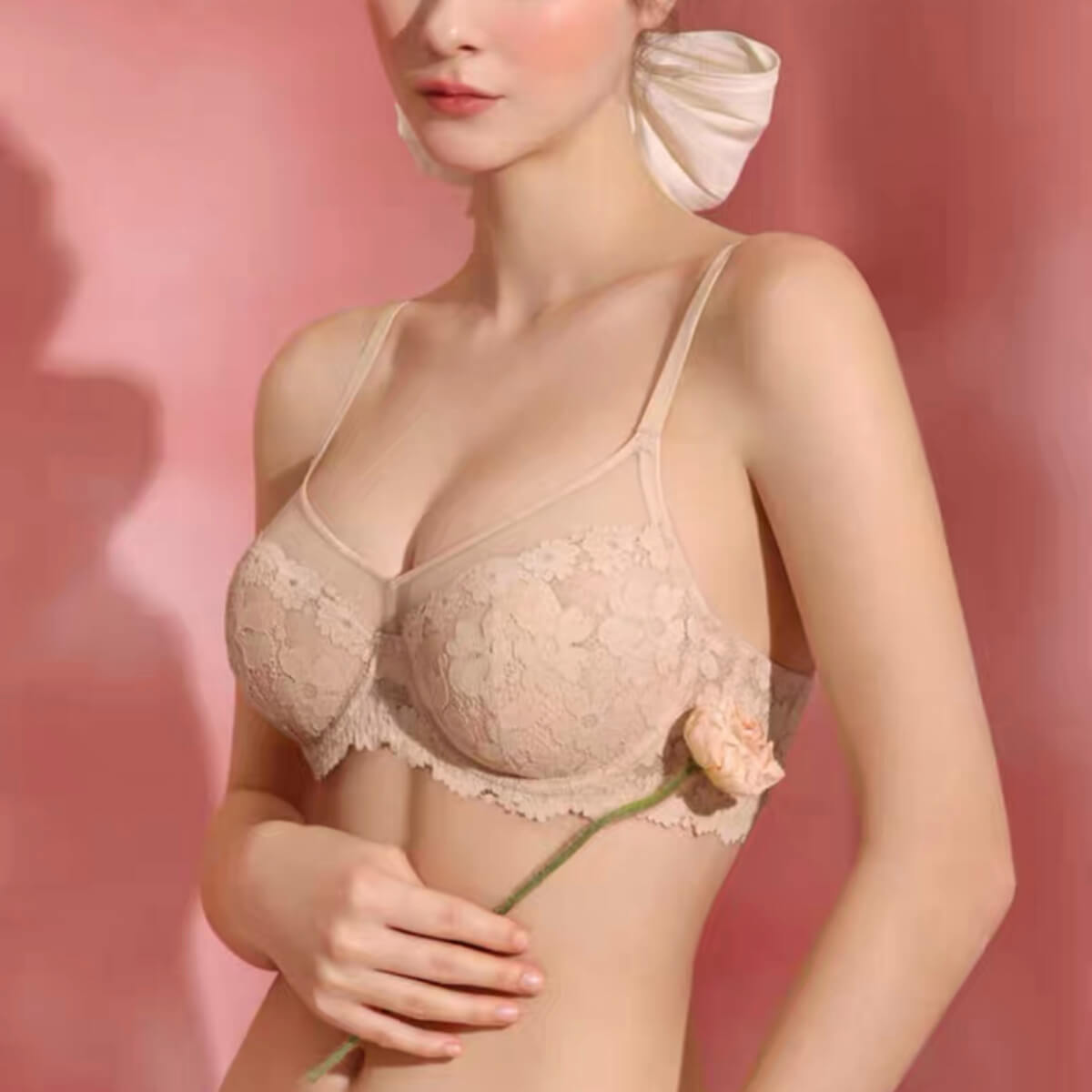Ultra Thin Lace Floral Anti-Sag Bra - Okay Trendy
