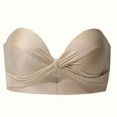 Upper Support Non-Slip Strapless Bra for C-F Cup - Invisible Wireless Gathering Bandeau, Anti-Sagging Wedding Dress Bra with Removable Straps