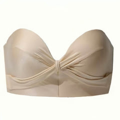 Upper Support Non-Slip Strapless Bra for C-F Cup - Invisible Wireless Gathering Bandeau, Anti-Sagging Wedding Dress Bra with Removable Straps
