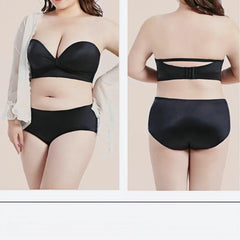 Upper Support Non-Slip Strapless Bra for C-F Cup - Invisible Wireless Gathering Bandeau, Anti-Sagging Wedding Dress Bra with Removable Straps