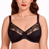 Women's Sheer Sexy Lace Full Cup Minimizer Bra