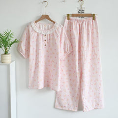 Women's Cute Cartoon Print Cotton Pajamas - Princess Short Sleeve Nightwear Set