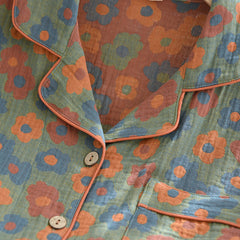 Long Sleeved Two Piece Sleepwear Women Cotton 100%