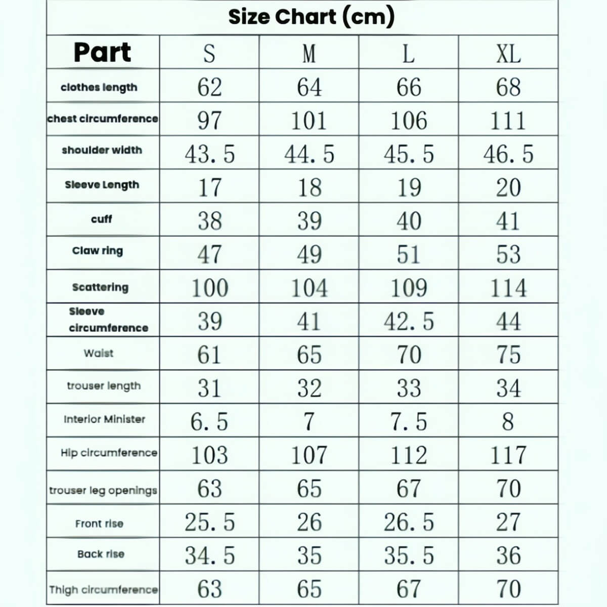 size chart