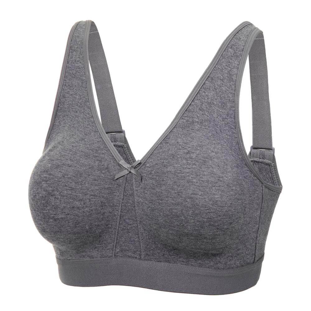 Womens Wireless Plus Size Lace Bra Unlined Full Coverage Comfort Cotton  Oatmeal Heather 38DD