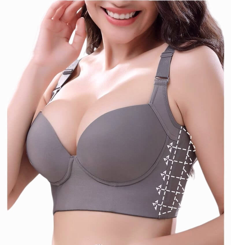 Women's Deep Cup Bra Full Back Coverage Wirefree Push up Bra Plus Size C Cup